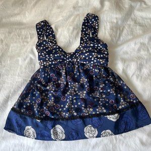 Italian Flowy Floral Tank Mesh Blouse